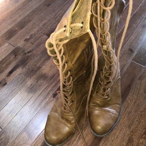 Used Lace Up Knee High Boots